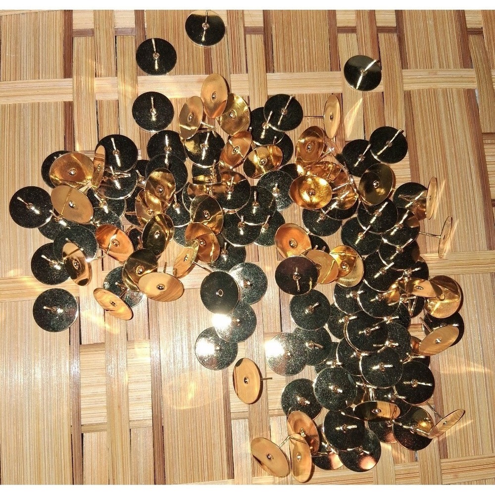 Lot of 50+ Pairs Gold Tone Round Disc Earring Stud Findings Jewelry Making Posts